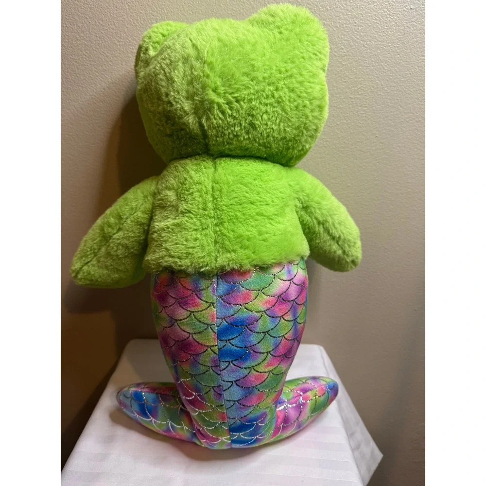Build A-Bear Workshop Spring Green Frog Mermaid Plush Rainbow Scale Tail 17 inch